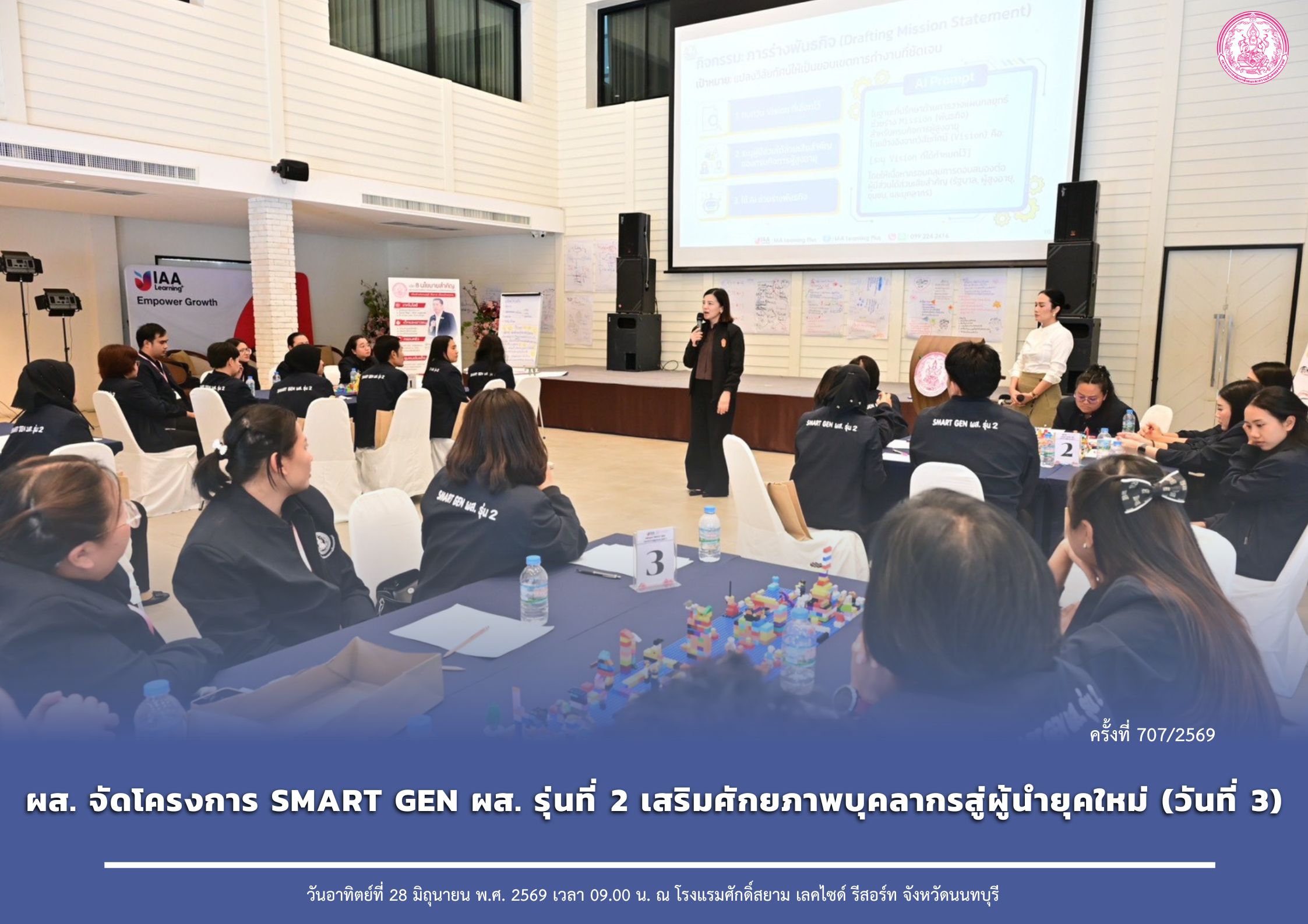 ผส. จัดโครงการ SMART GEN ผส. รุ่นที่ 2 เสริมศักยภาพบุคลากรสู่ผู้นำยุคใหม่ (วันที่ 3)