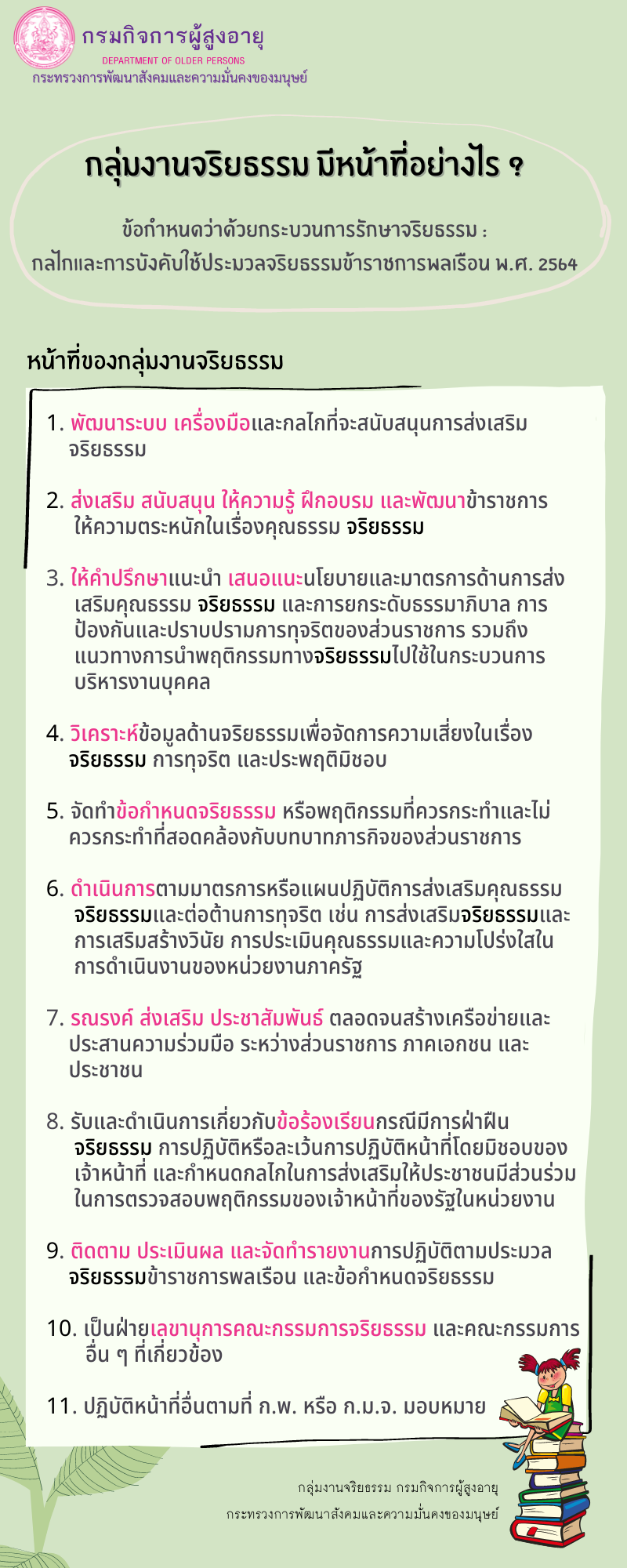 กลุ่มงานจริยธรรม มีหน้าที่อย่างไร?