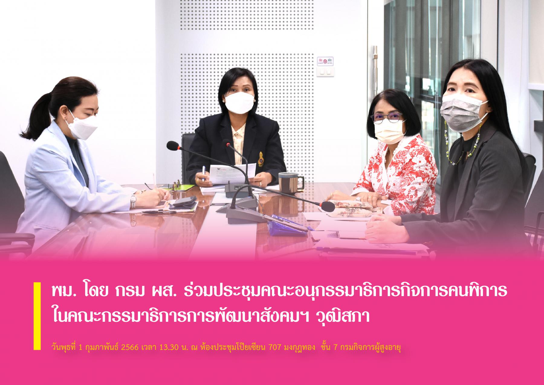 พม. โดย กรม ผส. ร่วมประชุมคณะอนุกรรมาธิการกิจการคนพิการ ในคณะกรรมาธิการการพัฒนาสังคมฯ วุฒิสภา