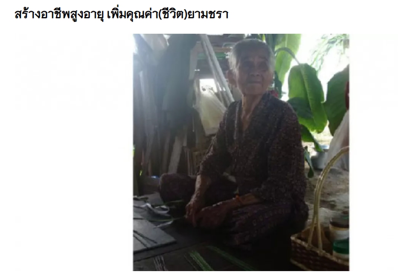 สร้างอาชีพสูงอายุ เพิ่มคุณค่า(ชีวิต)ยามชรา