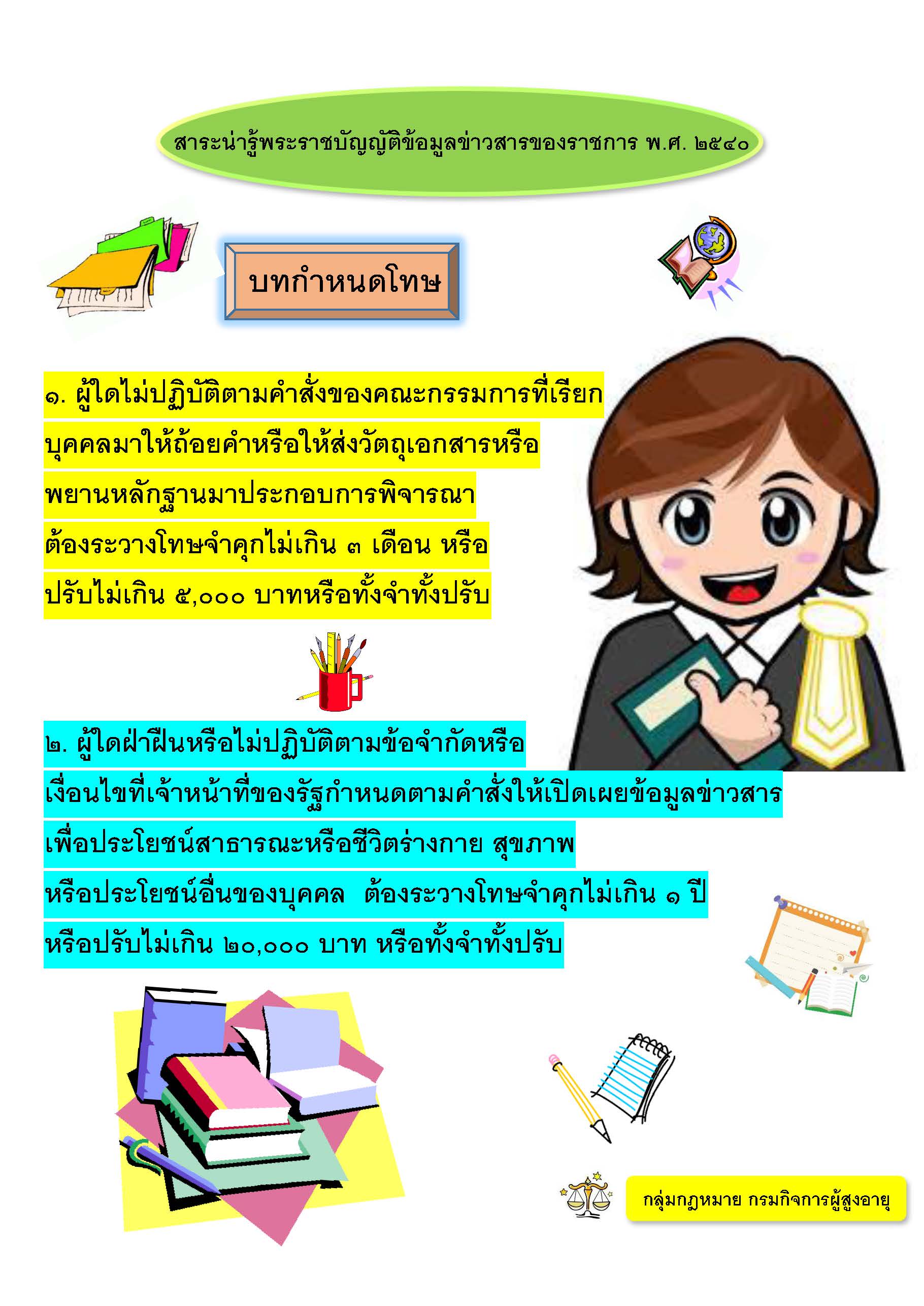 สาระน่ารู้พระราชบัญญัติข้อมูลข่าวสารของราชการ พ.ศ.2540 (บทกำหนดโทษ)