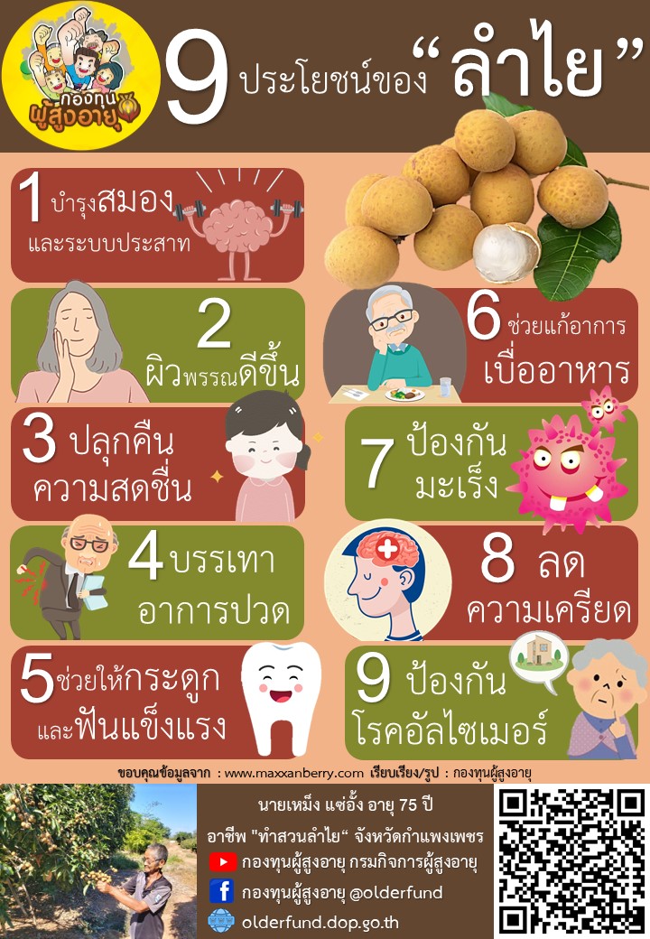 9ประโยชน์ของลำไย BY กองทุนผู้สูงอายุ E-library เดือนมกราคม2565