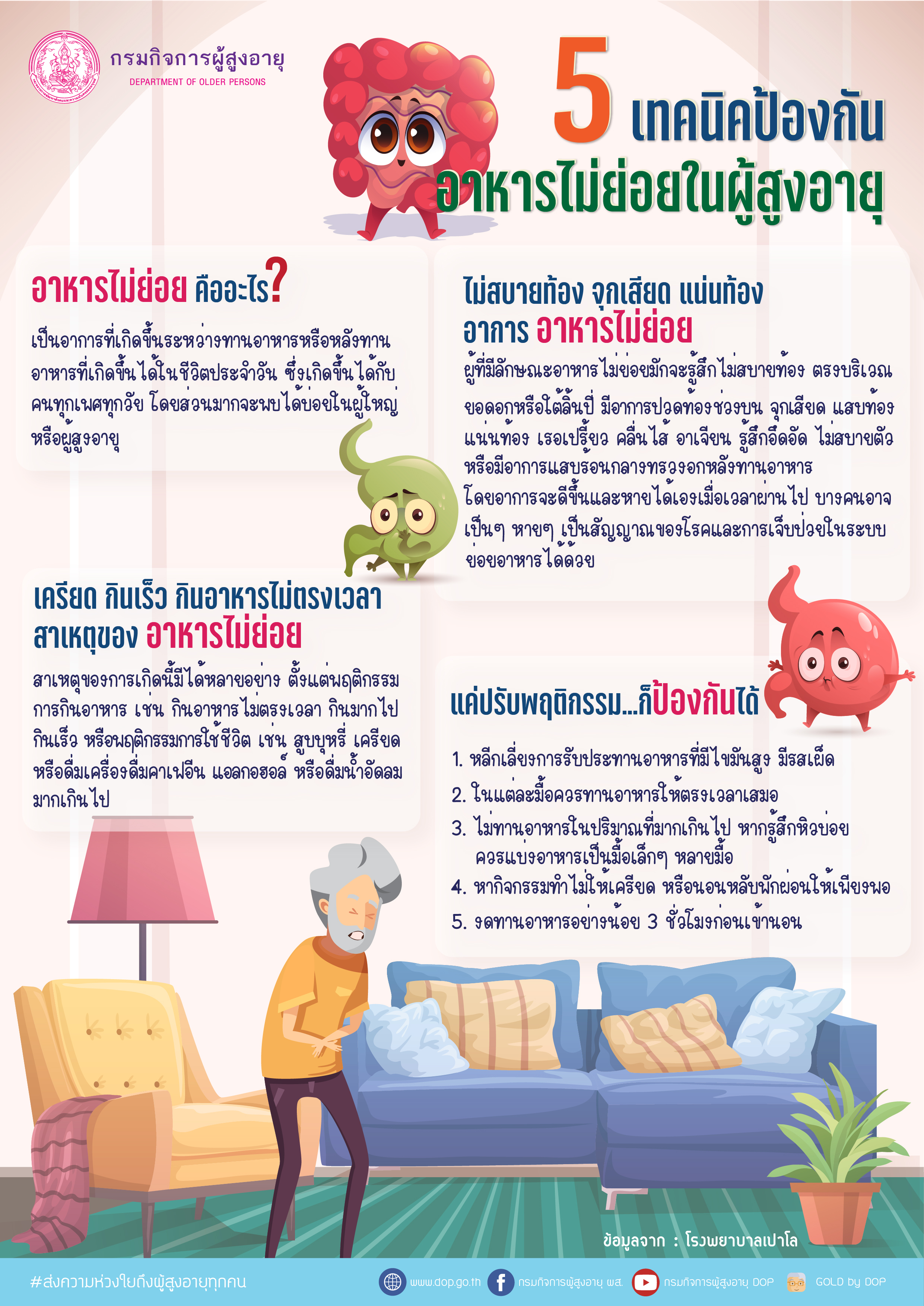 5 เทคนิคป้องกัน อาหารไม่ย่อยในผู้สูงอายุ (สลก.)