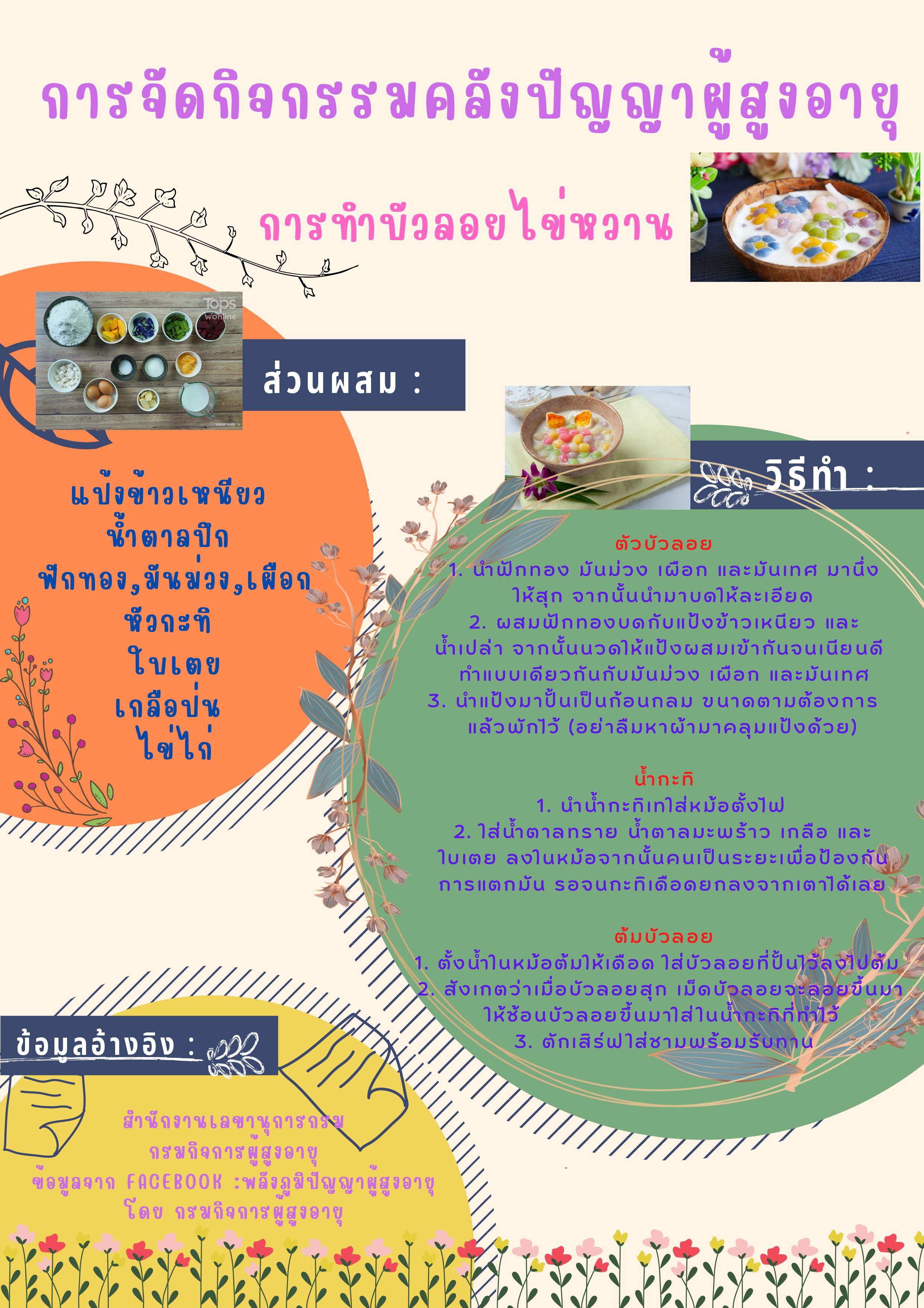 การจัดกิจกรรมคลังปัญญาผู้สูงอายุ การทำบัวลอยไข่หวาน (สลก.)