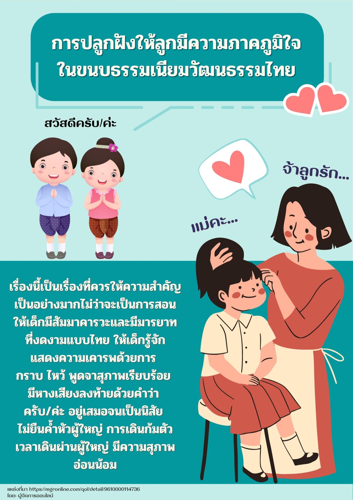 การปลูกฝังให้ลูกมีความภาคภูมิใจนขนบธรรมเนียมวัฒนธรรมไทย By สคส.