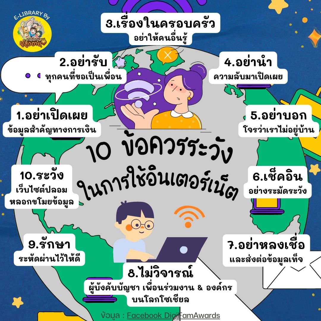 10 ข้อควรระวังในการใช้อินเตอร์เน็ต