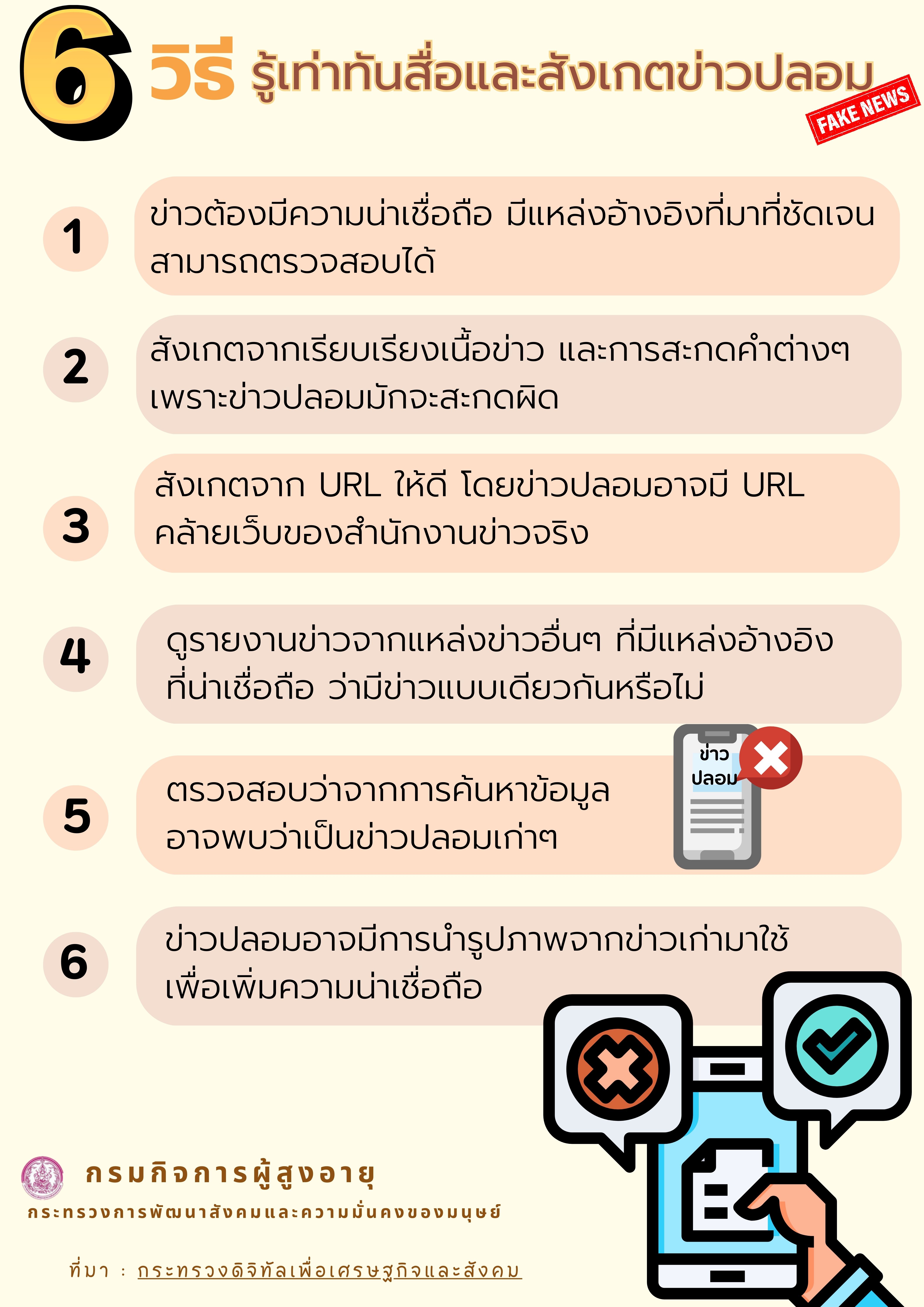 6 วิธี รู้เท่าทันสื่อและสังเกตข่าวปลอม