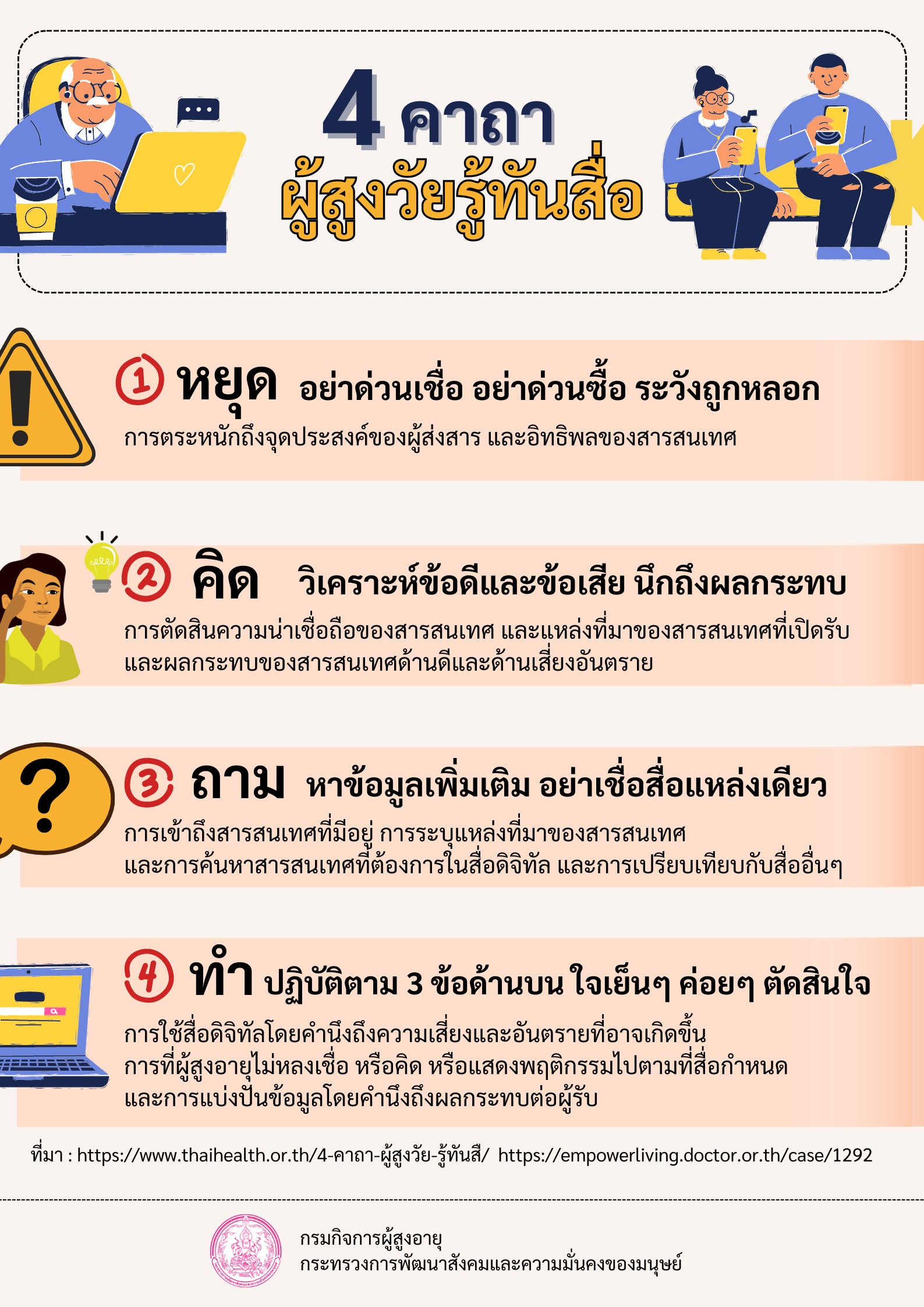 4 คาถา ผู้สูงวัยรู้ทันสื่อ