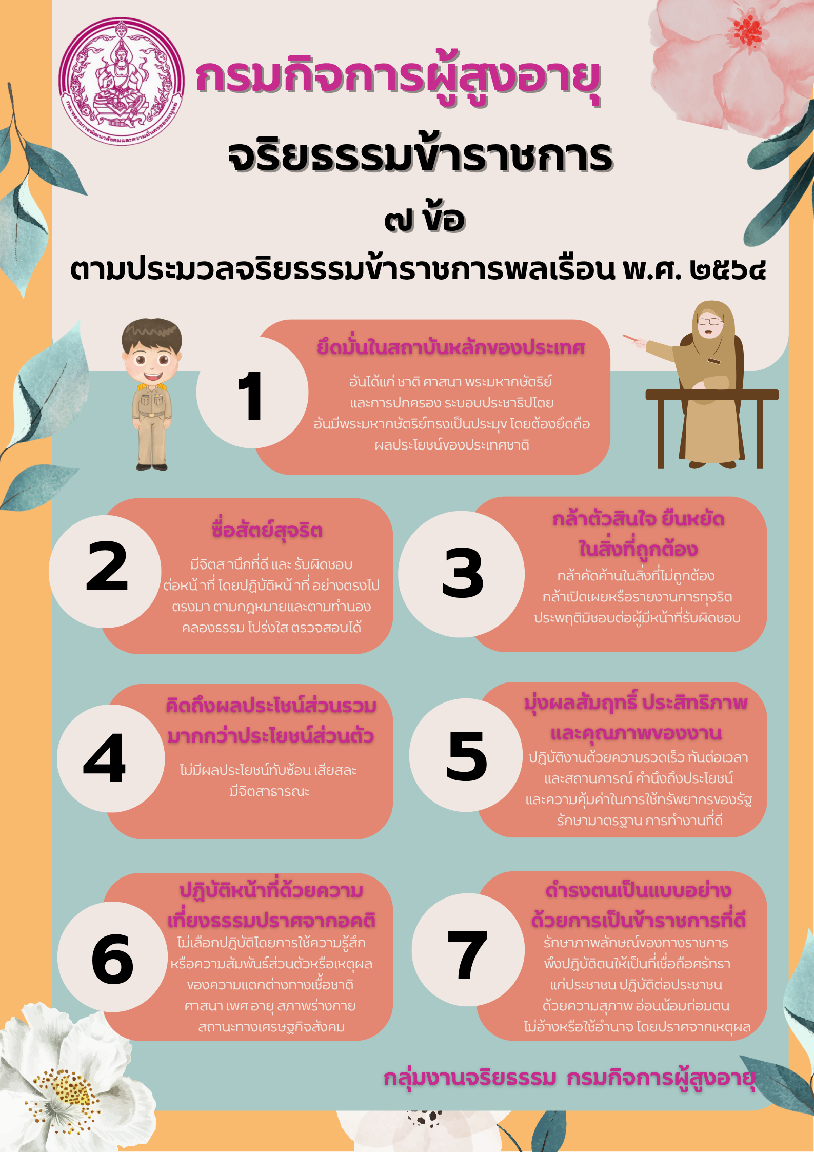จริยธรรมข้าราชการ ๗ ข้อ ตามประมวลจิยธรรมข้าราชการพลเรือน พ.ศ. ๒๕๖๔