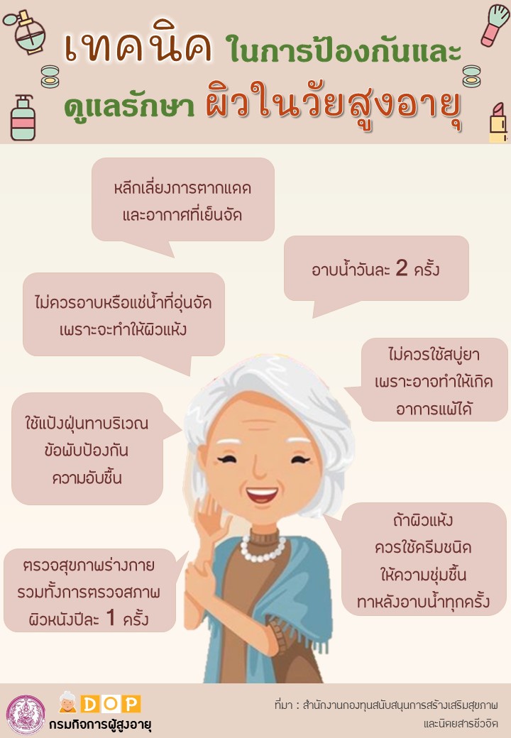 เทคนิคในการป้องกันและดูแลรักษาผิวในวัยสูงอายุ