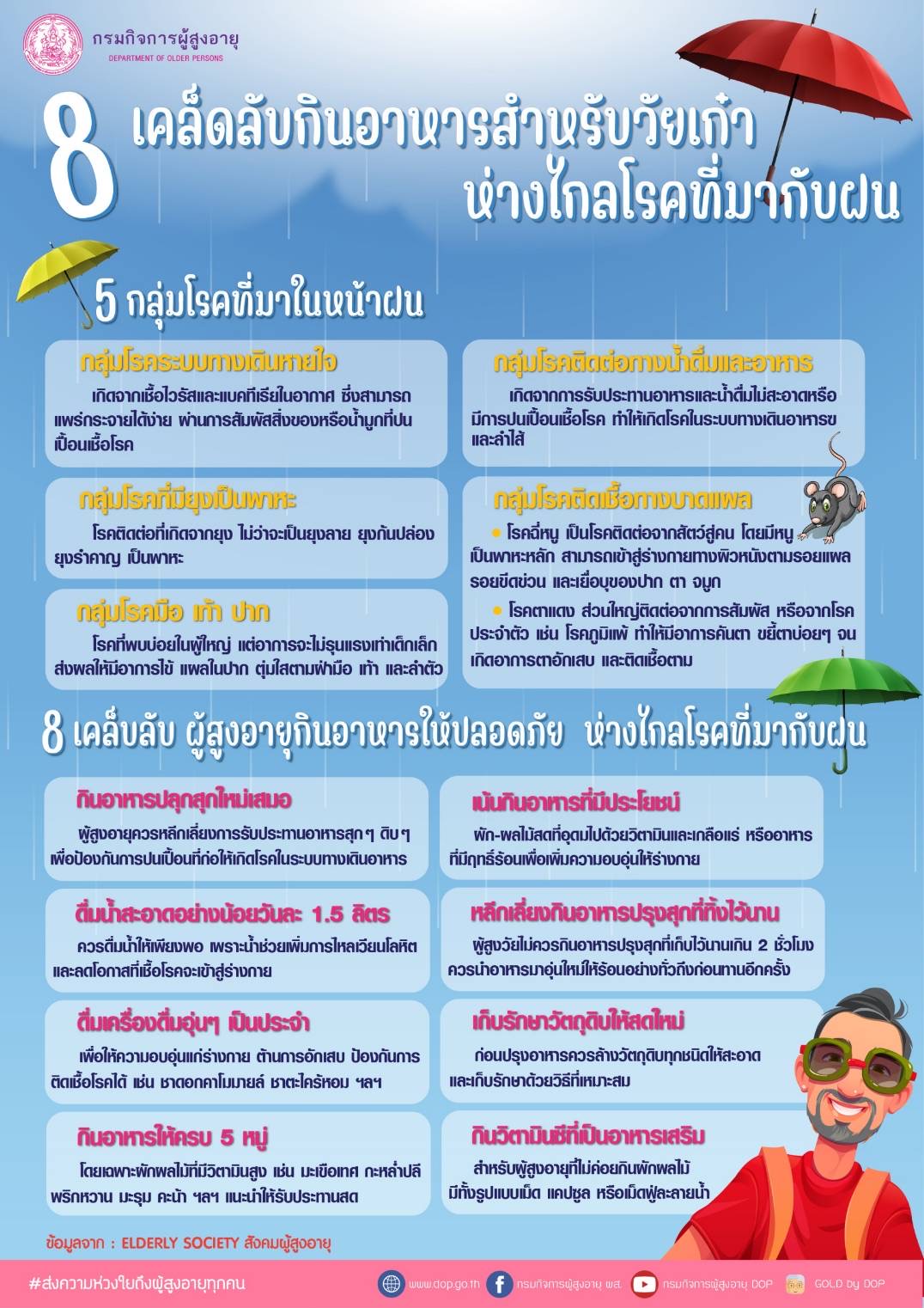 8 เคล็ดลับกินอาหารสำหรับวันเก๋า ห่างไกลโรคที่มากับฝน