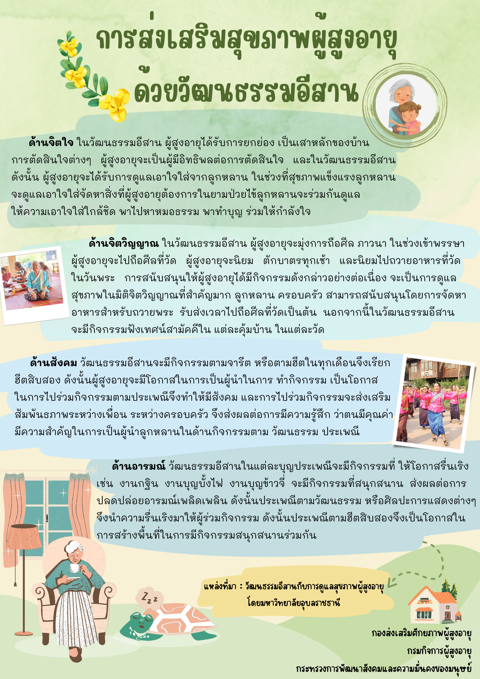การส่งเสริมสุขภาพผู้สูงอายุด้วยวัฒนธรรมอีสาน (สศส.)