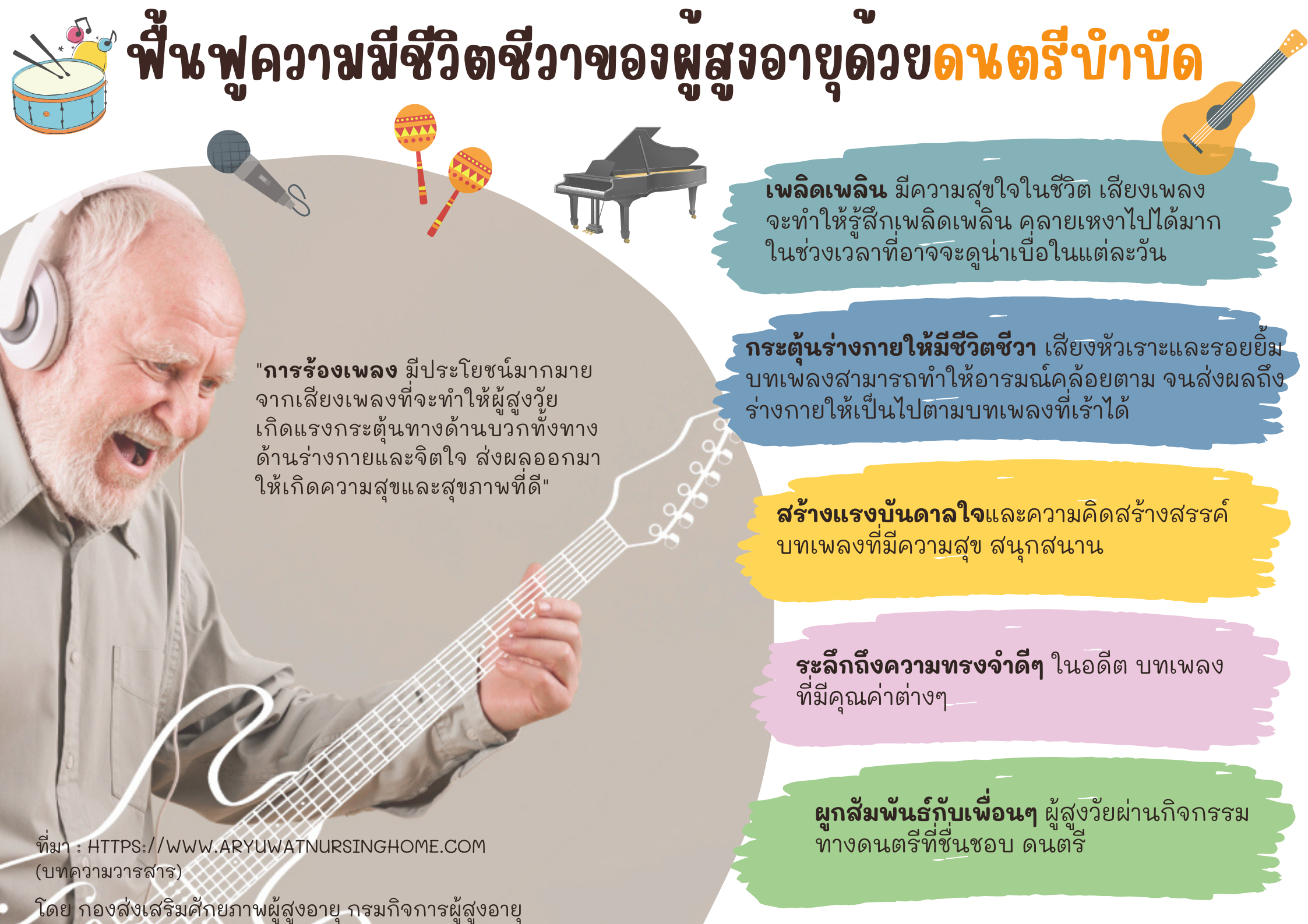 ฟื้นฟูความมีชีวิตชีวาของผู้สูงอายุด้วยดนตรีบำบัด (สศส.)