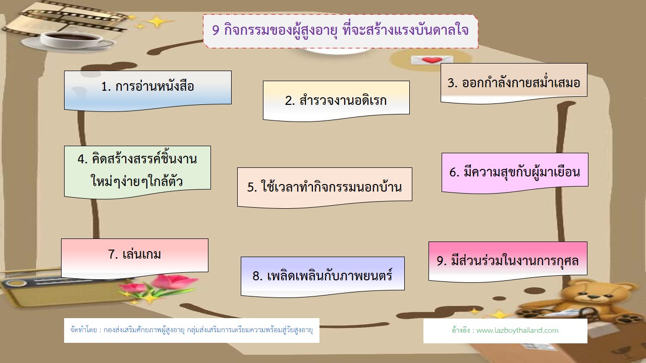 9 กิจกรรมของผู้สูงอายุ ที่จะสร้างแรงบันดาลใจ (สศส.)