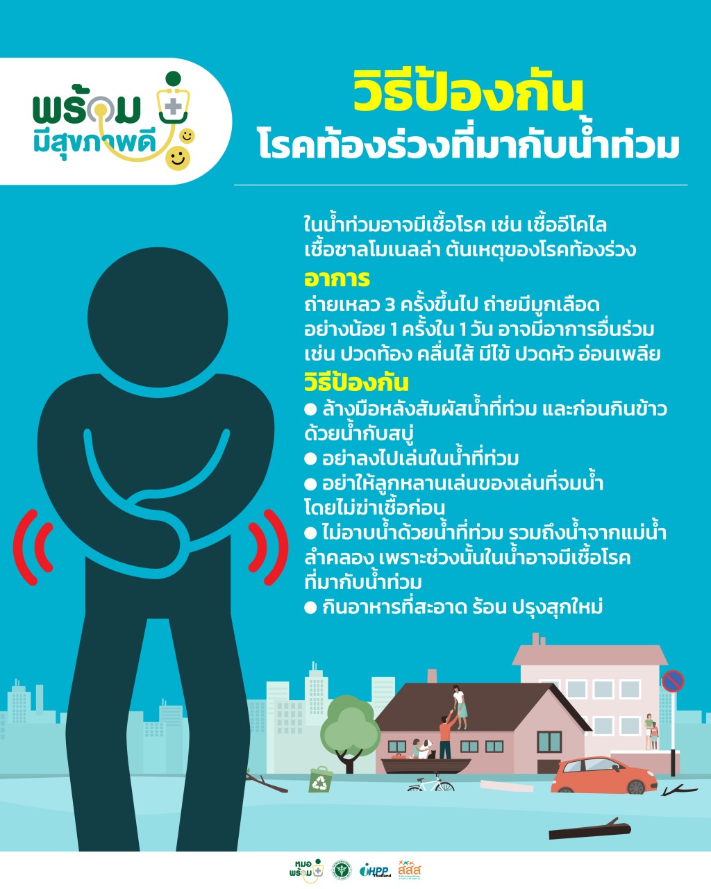 วิธีป้องกันโรคท้องร่วงที่มากับน้ำท่วม