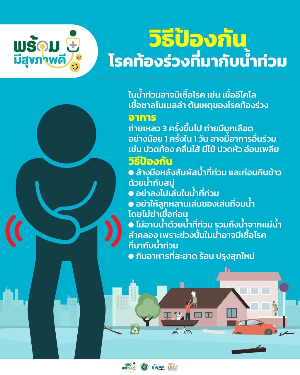 วิธีป้องกันโรคท้องร่วงที่มากับน้ำท่วม