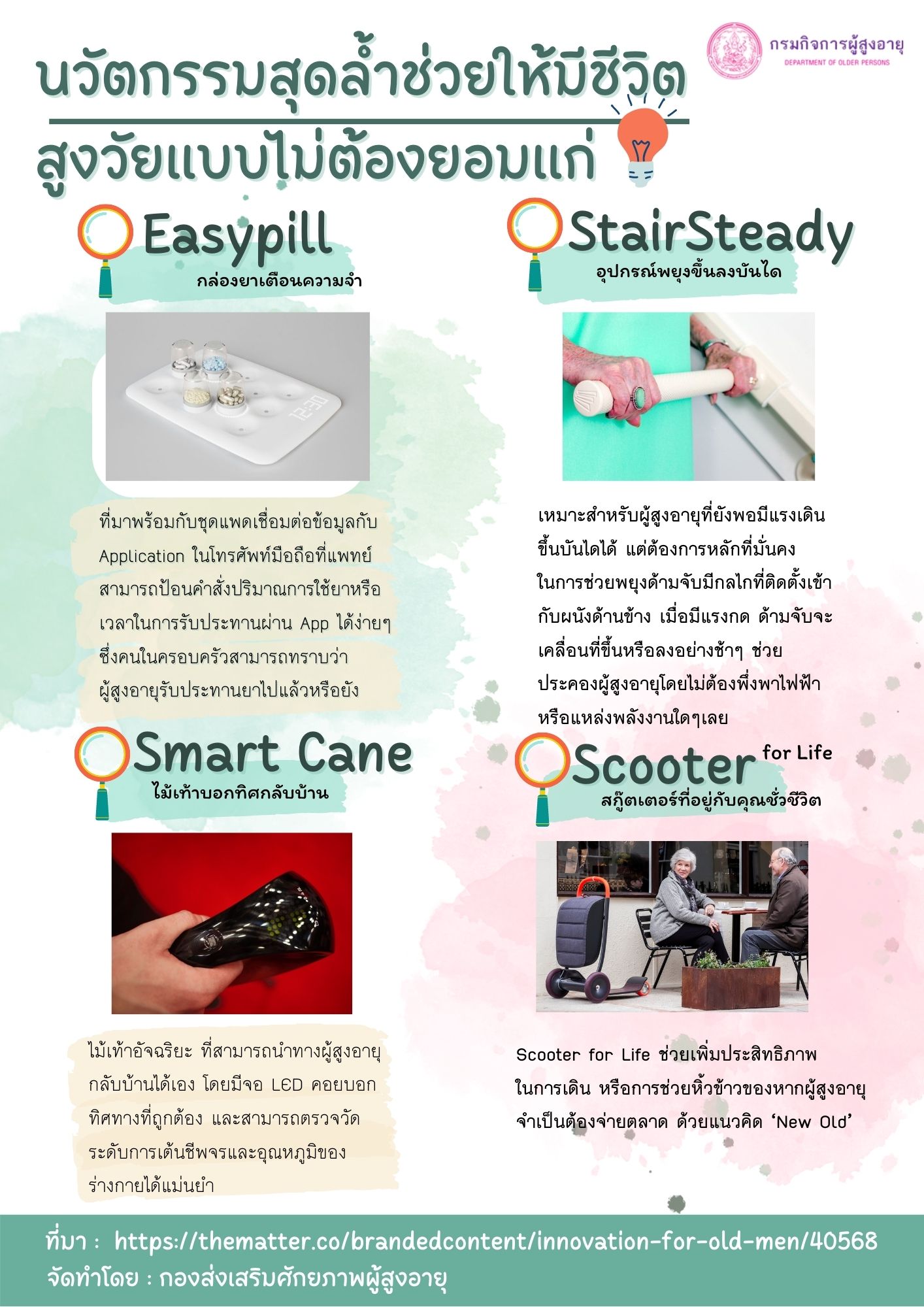 นวัตกรรมสุดล้ำช่วยให้มีชีวิต สูงวัยแบบไม่ต้องยอมแก่ (สศส.)